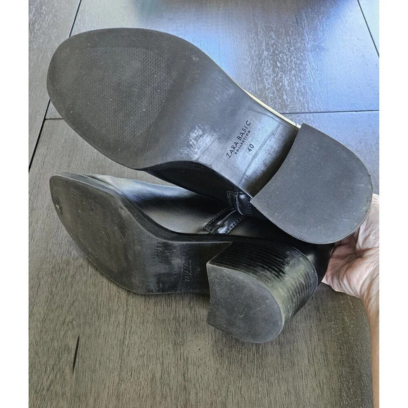 Zara Black Leather & Suede Chelsea Ankle Boots EUR 40 US 8 Basic Collection - Picture 7 of 9